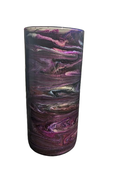 8in Ink Drop Multicolor Glass Vase