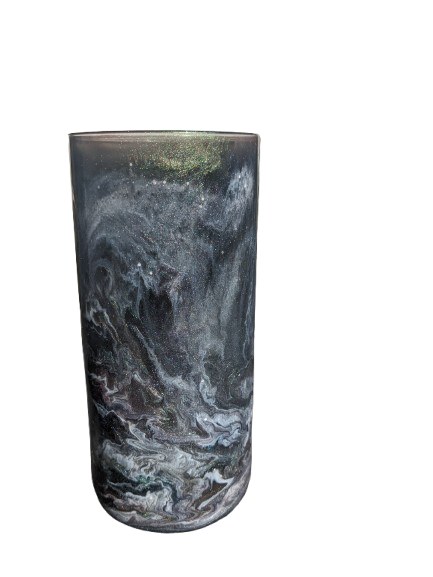 8in Ink Drop Multicolor Glass Vase